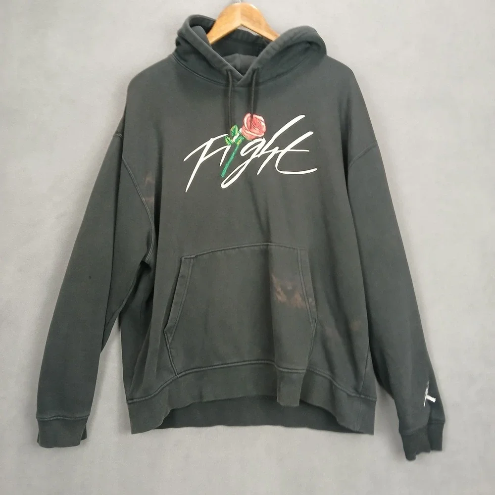 Air Jordan Mens Hoodie XL Black Cotton Lined Sorry For Your Loss Flower Warmth